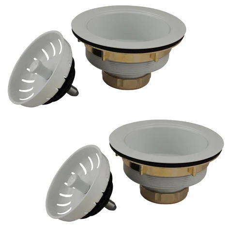 Plumb Works® Brass White Kitchen Sink Strainer Basket - 2 Pack Plumb Works® Brass White Kitchen Sink Strainer Basket - 2 Pack -Plumb Works Sales Store 6790168